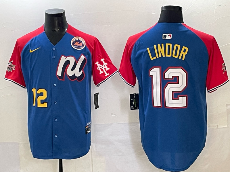 Men New York Mets #12 Lindor Blue white All star 2025 Nike MLB Jersey 002->milwaukee brewers->MLB Jersey